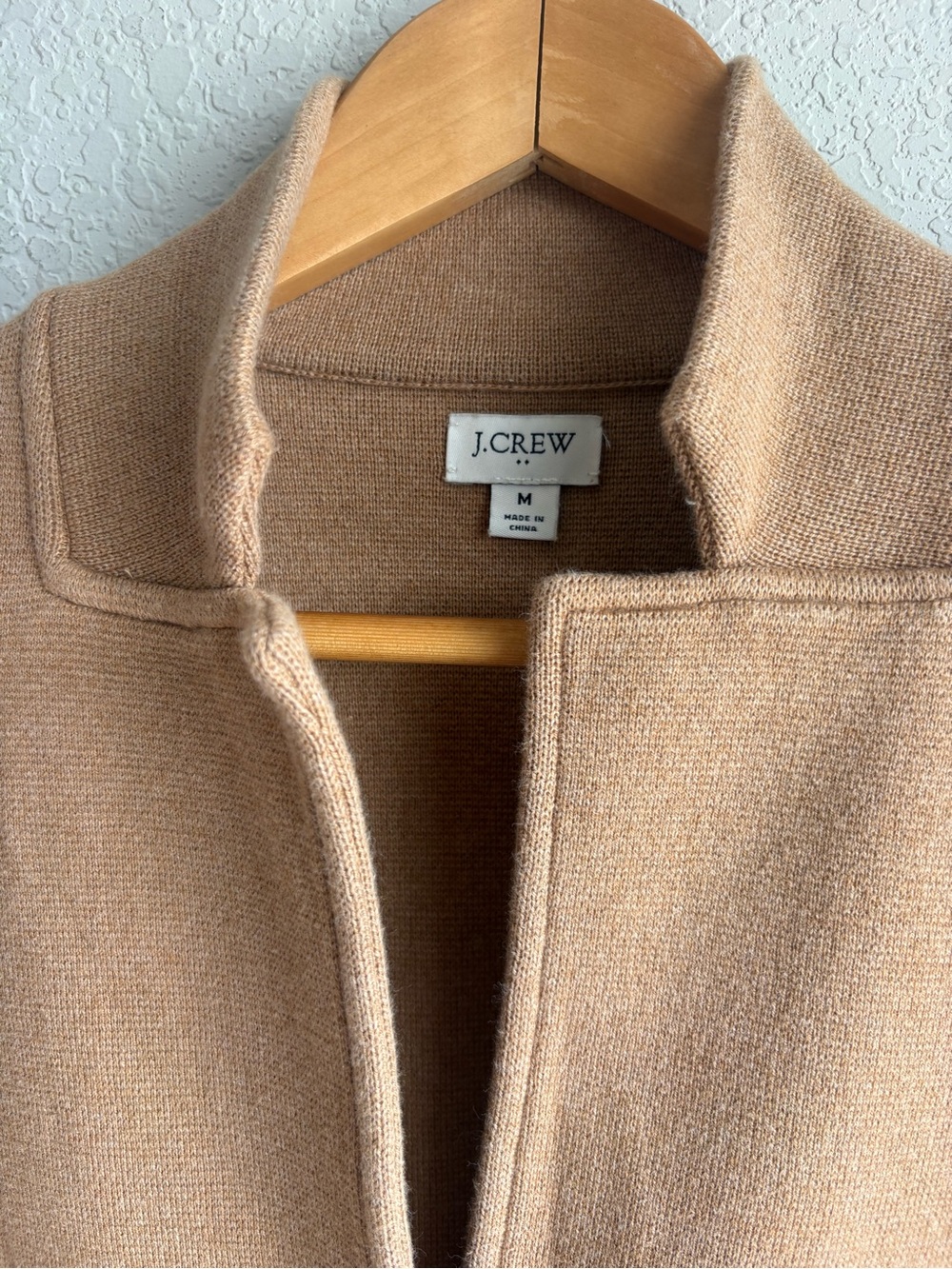 J.Crew Camel Sweater Blazer Cardigan Jacket Size Medium Knit Two Button - Picture 3 of 6